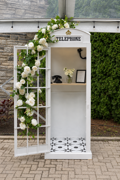 White London Telephone Booth with Audio and Video Guest Book
